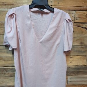 Express Blush V-Neck Puff Sleeve Blouse